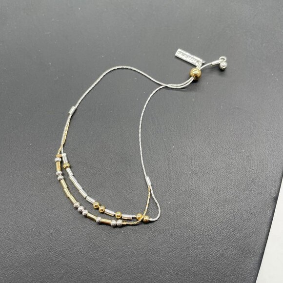 Demdaco Morse Code Bracelet Silver Gold Tone Beaded Casual Minimalist Evening - Picture 2 of 8